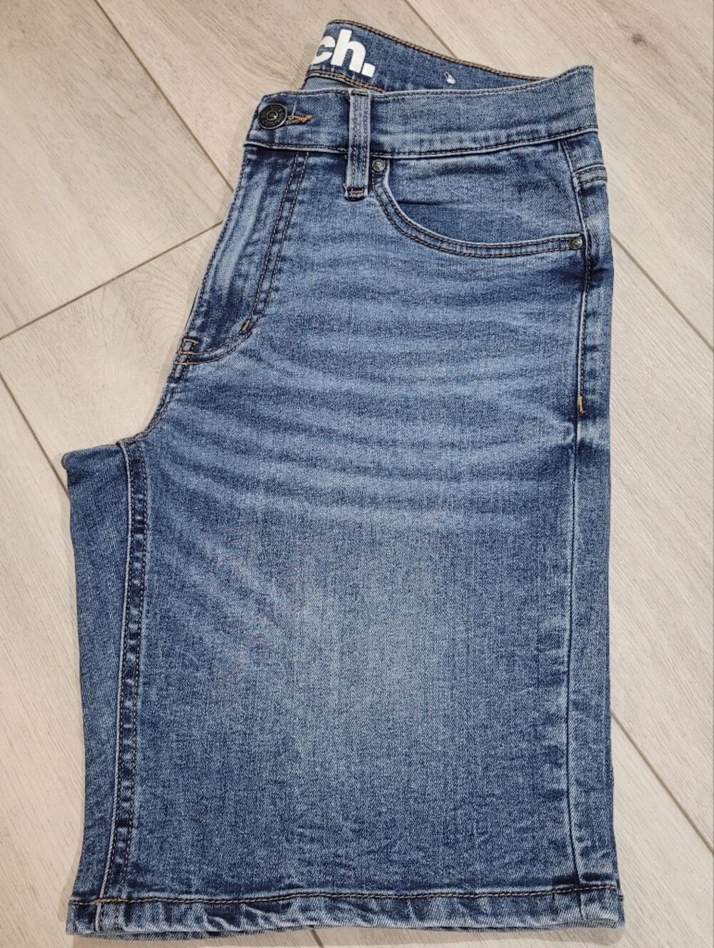Bench Men's Blue Denim Slim Fit Jean Shorts Size 30 Stretch Casual Summer